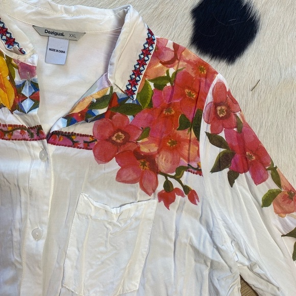 Desigual long-sleeved button down blouse vibrant and colorful floral print - Picture 9 of 9